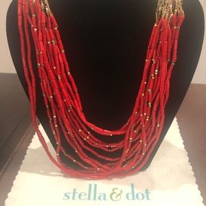 Red and gold necklace.